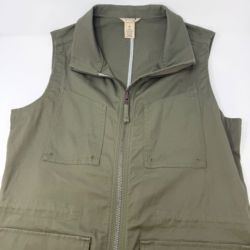 Duluth Trading Co Womens Medium Olive Green Utility Vest Coolmax Cotton Canvas